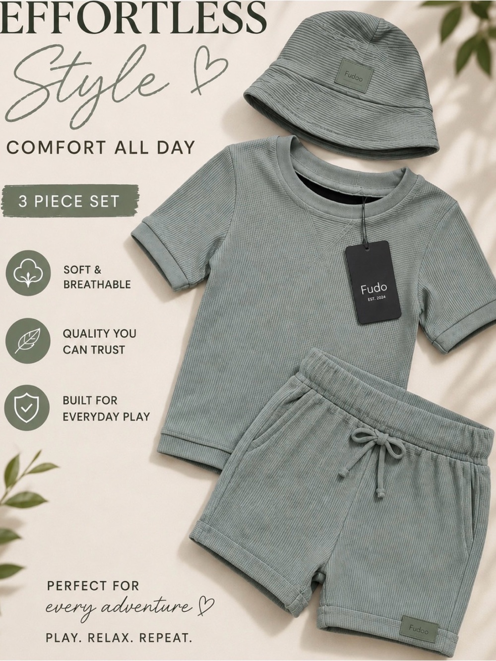 Kids short  Sleeve Tee in Sage Green